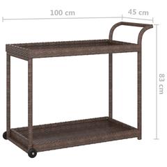 vidaXL Poly Rattan Serving Trolley (100 x 45 x 83 cm, Brown)