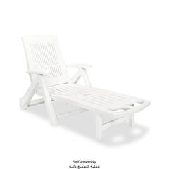 vidaXL Sun Lounger with Footrest Plastic White