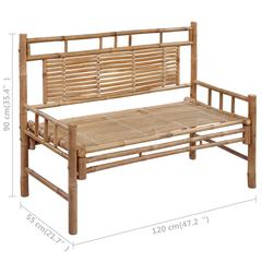 vidaXL Bamboo Garden Bench with Cushion (120 cm, Blue)