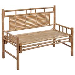 vidaXL Bamboo Garden Bench with Cushion (120 cm, Blue)