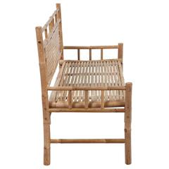 vidaXL Bamboo Garden Bench with Cushion (120 cm, Blue)
