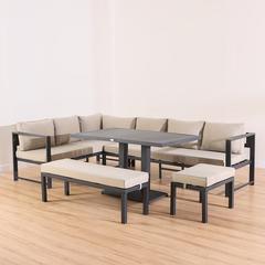 Arial 9-Seater Steel Sofa Cum Dining Set W/Cushions Danube Home