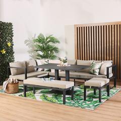 Arial 9-Seater Steel Sofa Cum Dining Set W/Cushions Danube Home