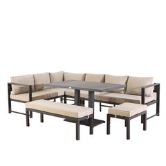 Arial 9-Seater Steel Sofa Cum Dining Set W/Cushions Danube Home