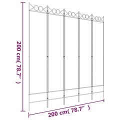vidaXL 5-Panel Room Divider Black 200x200 cm Fabric