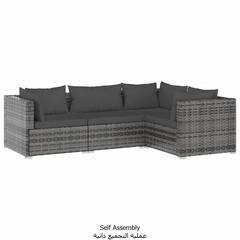 طقم كنب حديقة لون رمادي 4 قطع من البولي راتان مع وسائد فيدا إكس إل (70 × 70 × 60 سم)