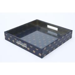 Ode Rose Small Square Tray (30 x 30 x 5 cm, Blue & Gold)