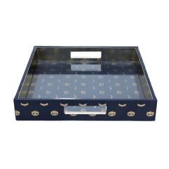 Ode Rose Small Square Tray (30 x 30 x 5 cm, Blue & Gold)