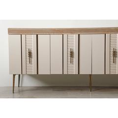 Pan Emirates Veronica Panel Board & Metal 4-Door Sideboard W/Mirror (209 x 46 x 84 cm)