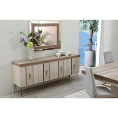 Pan Emirates Veronica Panel Board & Metal 4-Door Sideboard W/Mirror (209 x 46 x 84 cm)