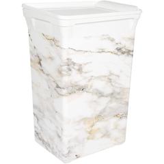 Kreher Plastic Trash Bin W/Lid (40 L, White Marble, 30 x 38 x 55 cm)