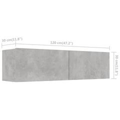 vidaXL Chipboard Wall-Mounted TV Cabinet (120 x 30 x 30 cm, Concrete Grey)