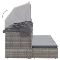 vidaXL Garden Lounge Bed with Roof Mixed Grey Poly Rattan