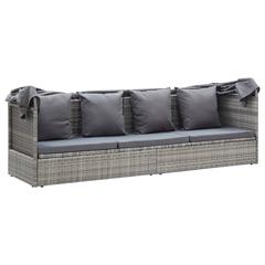 vidaXL Garden Lounge Bed with Roof Mixed Grey Poly Rattan