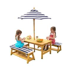 Kidkraft Outdoor Table & Bench Set W/Cushions & Umbrella