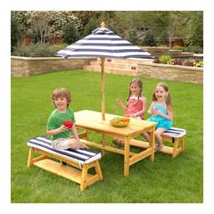 Kidkraft Outdoor Table & Bench Set W/Cushions & Umbrella