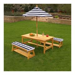 Kidkraft Outdoor Table & Bench Set W/Cushions & Umbrella