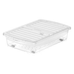 Cosmoplast Clear Plastic Underbed Storage Box W/Wheels & Lockable Lid (25 L, Transparent)