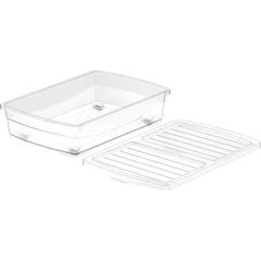 Cosmoplast Clear Plastic Underbed Storage Box W/Wheels & Lockable Lid (25 L, Transparent)