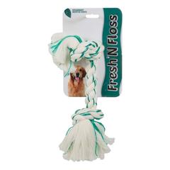 Booda Fresh N Floss 2 Knot Bone Rope Toy For Dogs Spearmint (Large)
