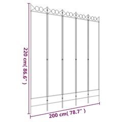 vidaXL 5-Panel Room Divider White 200x220 cm Fabric