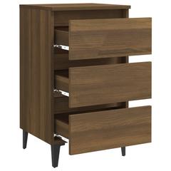 vidaXL Engineered Wood Bed Cabinet W/Metal Legs (40 x 35 x 69 cm, Brown Oak)
