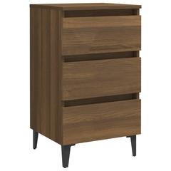 vidaXL Engineered Wood Bed Cabinet W/Metal Legs (40 x 35 x 69 cm, Brown Oak)