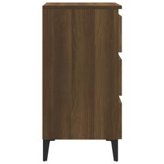 vidaXL Engineered Wood Bed Cabinet W/Metal Legs (40 x 35 x 69 cm, Brown Oak)