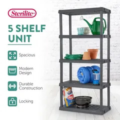 Sterilite 5-Shelf Storage Rack (91.4 x 45.7 x 191.1 cm, Black)