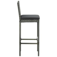 vidaXL Garden Stools with Cushions 2 pcs Grey Poly Rattan