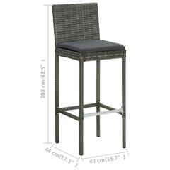 vidaXL Garden Stools with Cushions 2 pcs Grey Poly Rattan