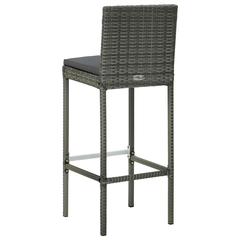 vidaXL Garden Stools with Cushions 2 pcs Grey Poly Rattan