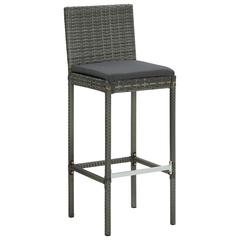 vidaXL Garden Stools with Cushions 2 pcs Grey Poly Rattan
