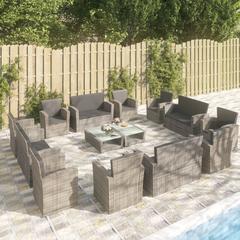 16-Seater Poly Rattan Garden Lounge Set W/Cushions vidaXL (Gray)