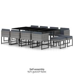 طقم سفرة حديقة بولي راتان 12 مقعدًا مع مقاعد ووسائد فيدا إكس إل (رمادي)