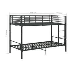 vidaXL Bunk Bed Black Metal 90x200 cm