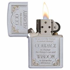 Zippo Serenity Prayer Windproof Lighter, 28458 205 (Satin Chrome)