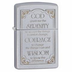 Zippo Serenity Prayer Windproof Lighter, 28458 205 (Satin Chrome)