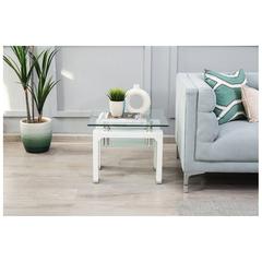 PAN Emirates Pollock Glass End Table W/Shelf (55 x 55 x 44 cm)