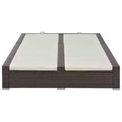 vidaXL Double Sun Lounger Poly Rattan Brown