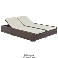 vidaXL Double Sun Lounger Poly Rattan Brown