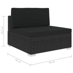 Single Seater Poly Rattan Sectional Middle Sofa Seat W/Cushions vidaXL (Black)