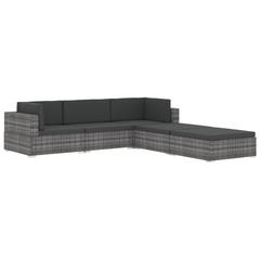 Single Seater Poly Rattan Sectional Middle Sofa Seat W/Cushions vidaXL (Black)