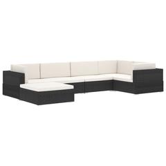 Single Seater Poly Rattan Sectional Middle Sofa Seat W/Cushions vidaXL (Black)