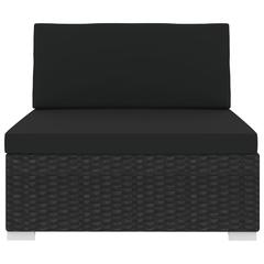 Single Seater Poly Rattan Sectional Middle Sofa Seat W/Cushions vidaXL (Black)