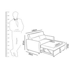 Alpha 2-Seater Fabric Sofa Bed Danube Home (Grey)