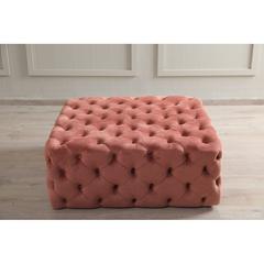 Pan Emirates Groot Velvet & Wood Ottoman (99 x 99 x 40 cm)