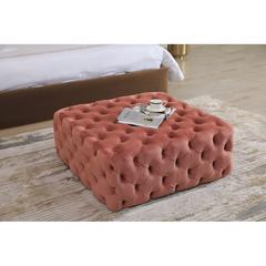 Pan Emirates Groot Velvet & Wood Ottoman (99 x 99 x 40 cm)
