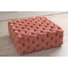 Pan Emirates Groot Velvet & Wood Ottoman (99 x 99 x 40 cm)