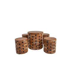 4-Seater Teak Wood Coffee Table Set Khashabeesta